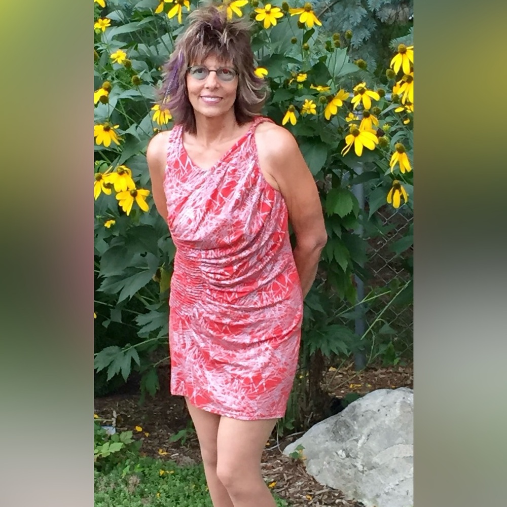 Coral Patterned Mini Dress